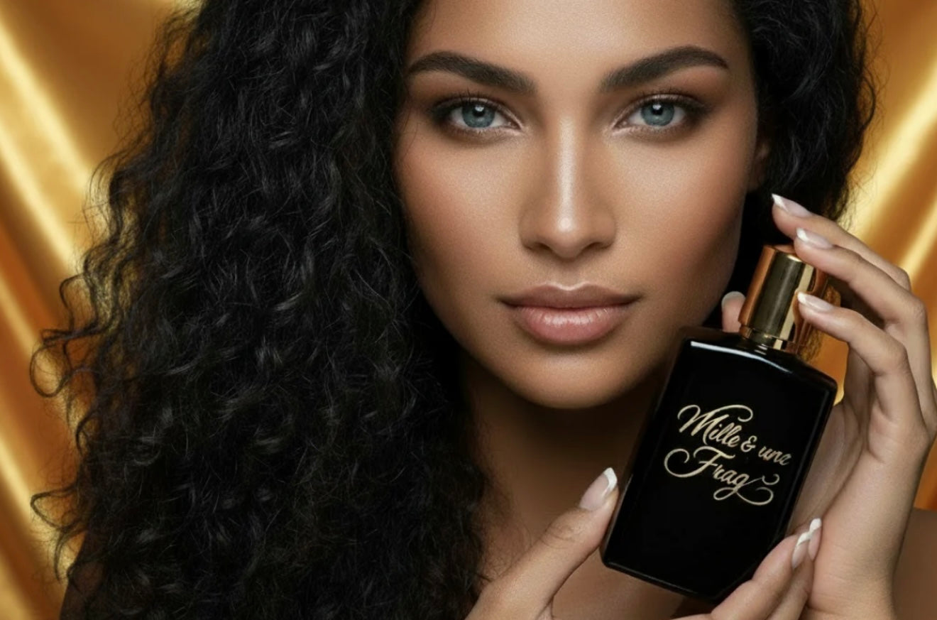 Femme tenant un parfum de Dubaï -Mille & une Frag